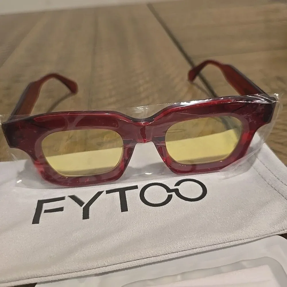 Fytoo Patsy Chunky Recrangular Eyeglasses Red Acetate Premium Resin *FRAMES ONLY